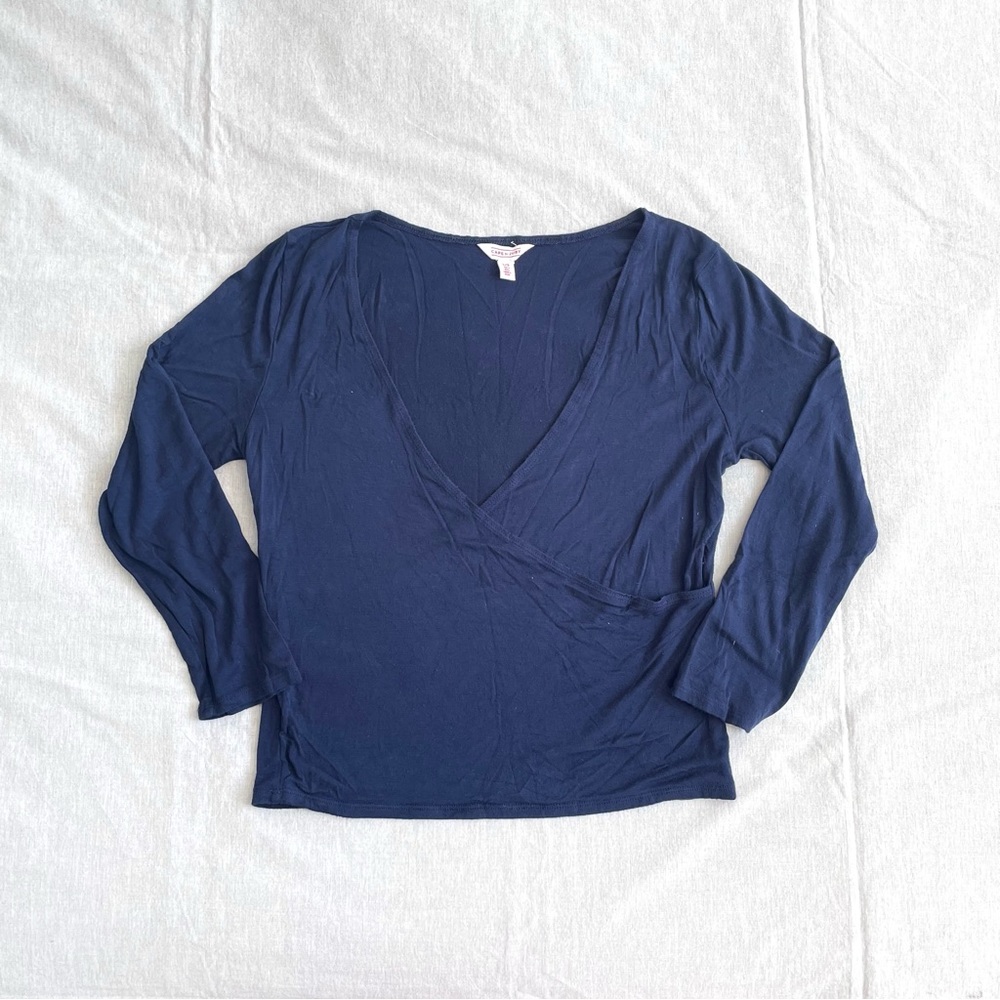 Cape Juby V-Neck Cross Front Long Sleeve Top - L